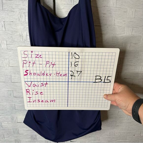 Lands’ End Classic Halter Tankini top Swim navy beach athletic summer poolside - Picture 8 of 8